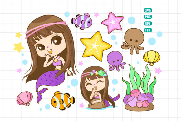 Download Mermaid Set Under the Sea, Svg, Png, Pdf - Sea Collection