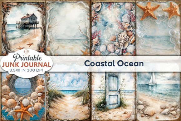 Download Coastal Ocean Seaside Junk Journal Page - Sea Collection