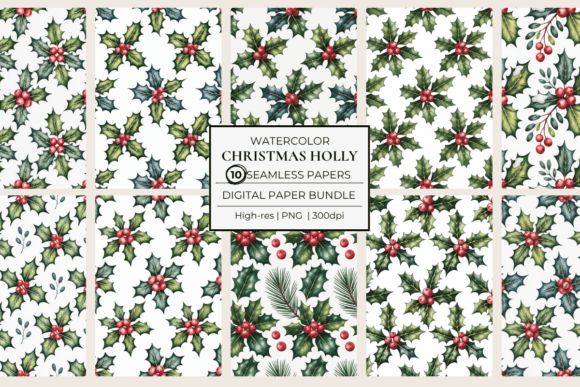 Download Christmas Holly Seamless Papers - Sea Collection