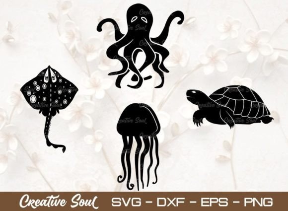 Download Sea Animal Silhouette SVG Bundle Cut - Sea Collection