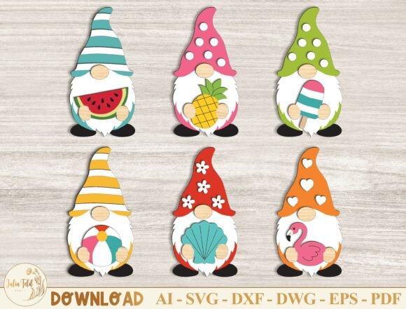 Download Summer Gnome Laser Cut File Bundle SVG - Laser cut file Collection