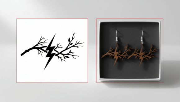 Download Lightning Branch Earring Laser Cut File - Laser cut file Collection