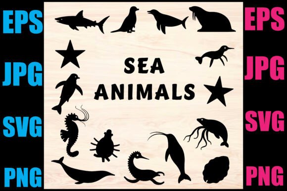 Download Sea Animals Silhouette Vector Set - Sea Collection