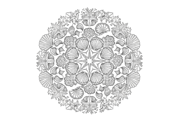 Download Seaside Mandala Coloring Page Outline - Sea Collection