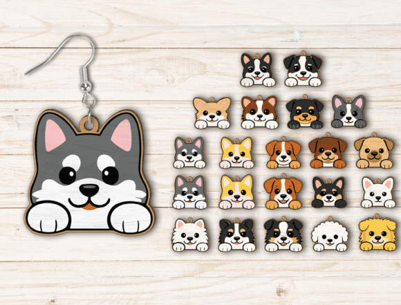 Download Cute Dog Earring Laser Cut File Bundle - Laser cut file Collection