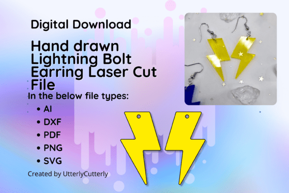 Download Lightning Bolt Earring Laser Cut File- S - Laser cut file Collection