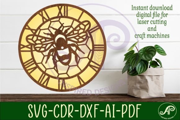 Download Bee Wall Clock Laser Cut Files, SVG File - Laser cut file Collection