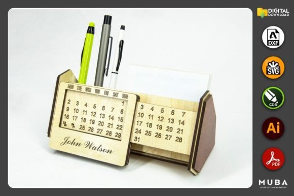 Download CALENDAR Pen Holder Laser Cut Files Svg - Laser cut file Collection