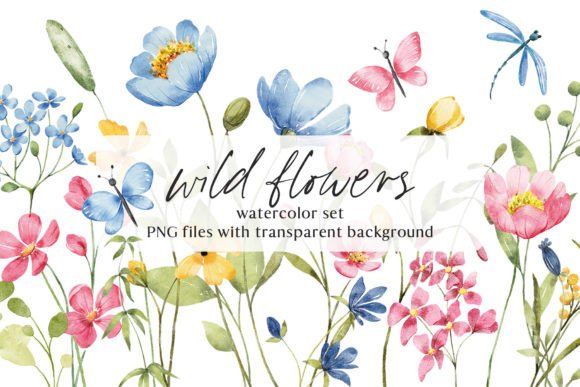 Download Wild Flowers, Watercolor Clipart, PNGю - Wild flowers Collection