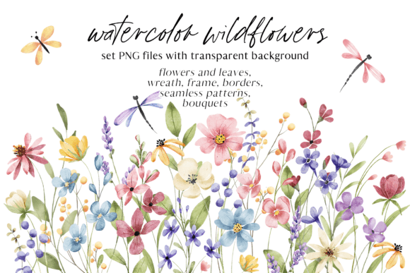 Download Watercolor wild Flowers set, PNG files. - Wild flowers Collection