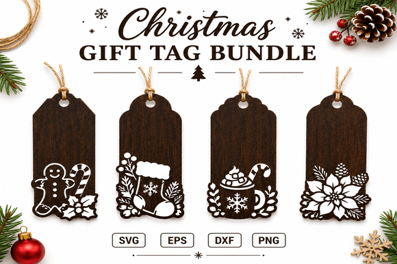 Download Christmas Gift Tag Laser Cut File Bundle - Laser cut file Collection