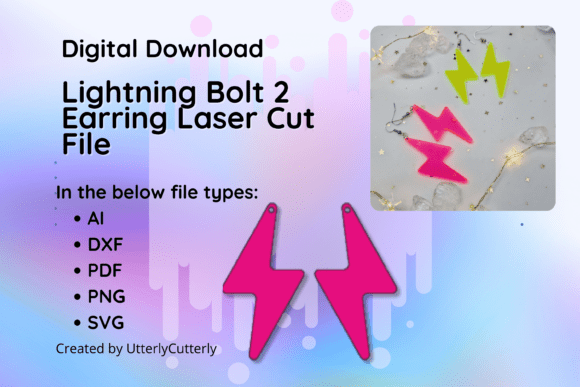 Download Lightning Bolt 2 Earring Laser Cut File- - Laser cut file Collection