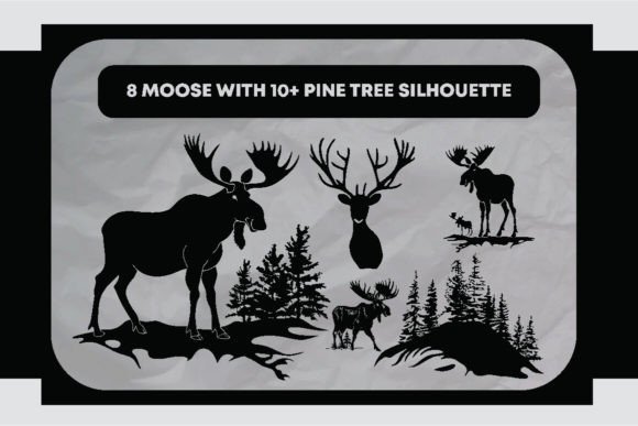 Download 8 Moose with 10+ Pine Tree Silhouette - Pine tree Collection