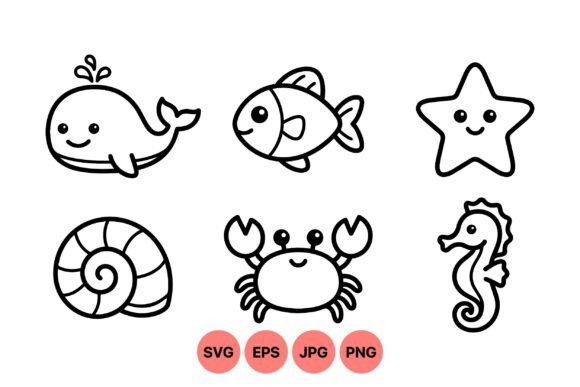 Download Cute Sea Animal Svg Icons - Sea animal svg Collection