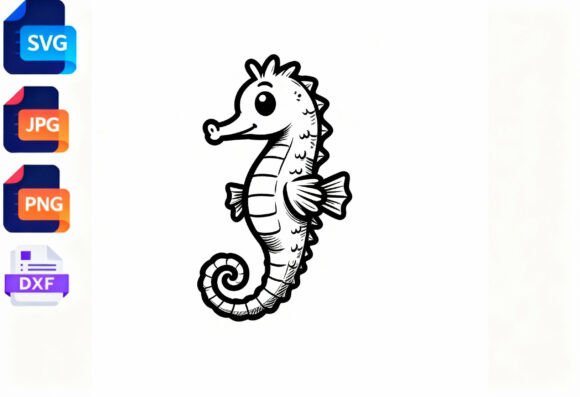 Download Cute Cartoon Seahorse SVG Clipart - Sea Collection